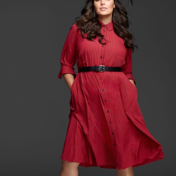 Glamour x Lane Bryant Red Striped Dress - Picture 1 of 5